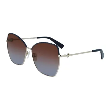 LONGCHAMP Metal Irregular Shape Sunglasses Women's Silver