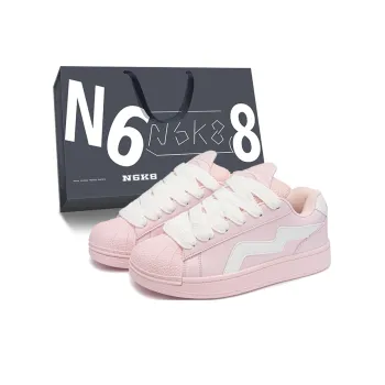 N6K8 Anti Slip Wear Resistant Low Top Skateboard Shoes Women's Light Pink