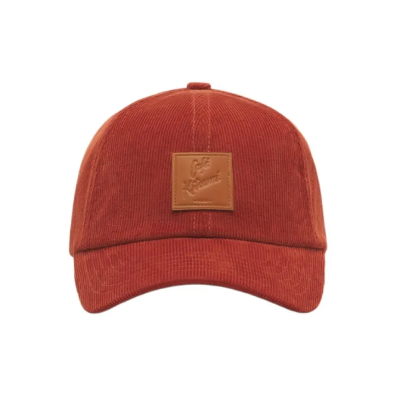 Maison Kitsune Cotton Baseball Caps Unisex Red Brown/Black-1