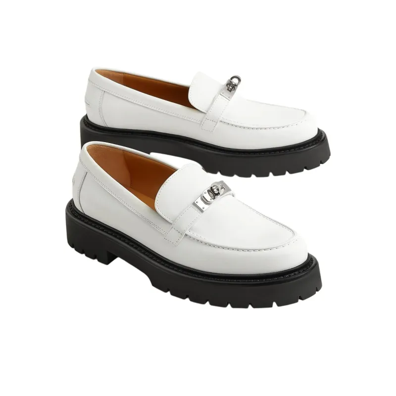 HERMES Icone Loafers Women's White-1
