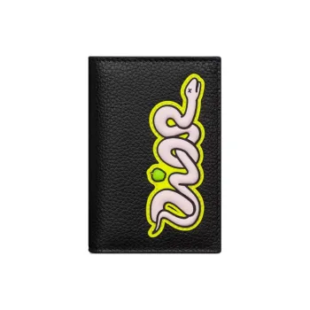 DIOR KAWS Collaboration Cow Leather Card Holder Men's Black