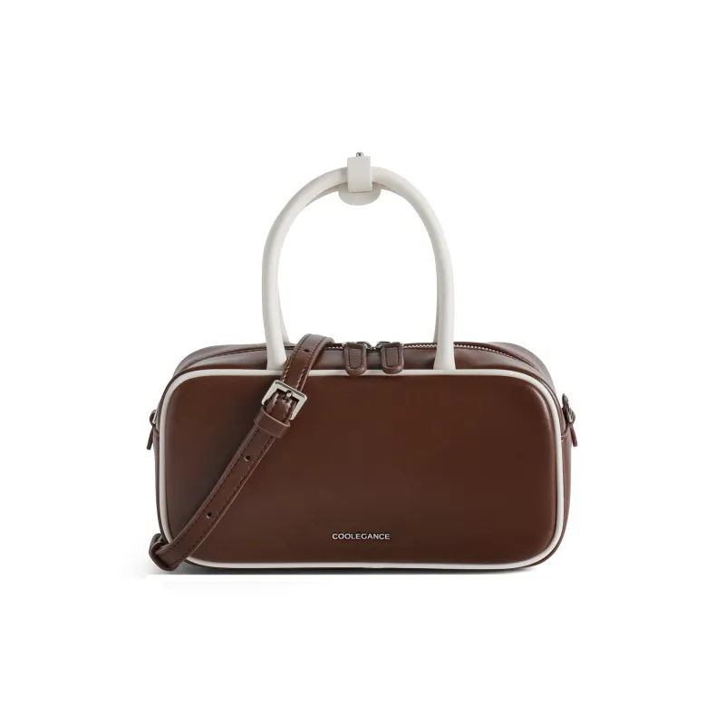 BELLE Cow Leather Boston Bag, Handbag, Crossbody Bag Small Size Women's Multicolor-4