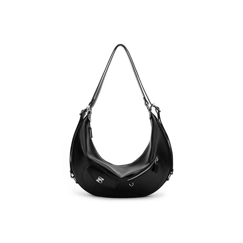 MCMIKO Cow Leather Shoulder Bag Unisex Honest Black-1