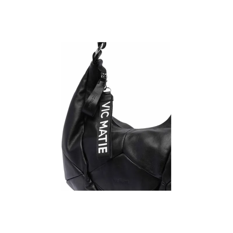 Vic Matie Calfskin Shoulder Bag Women's Black-3