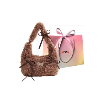 Yalu Plush Shoulder Bags Handbags Regular Women's Coffee/Gray/Ecru