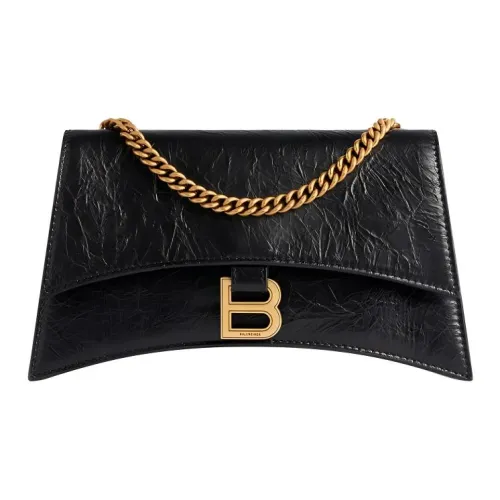 Balenciaga CRUSH Embossed Calfskin Crossbody Bag Shoulder Bag Women's Black