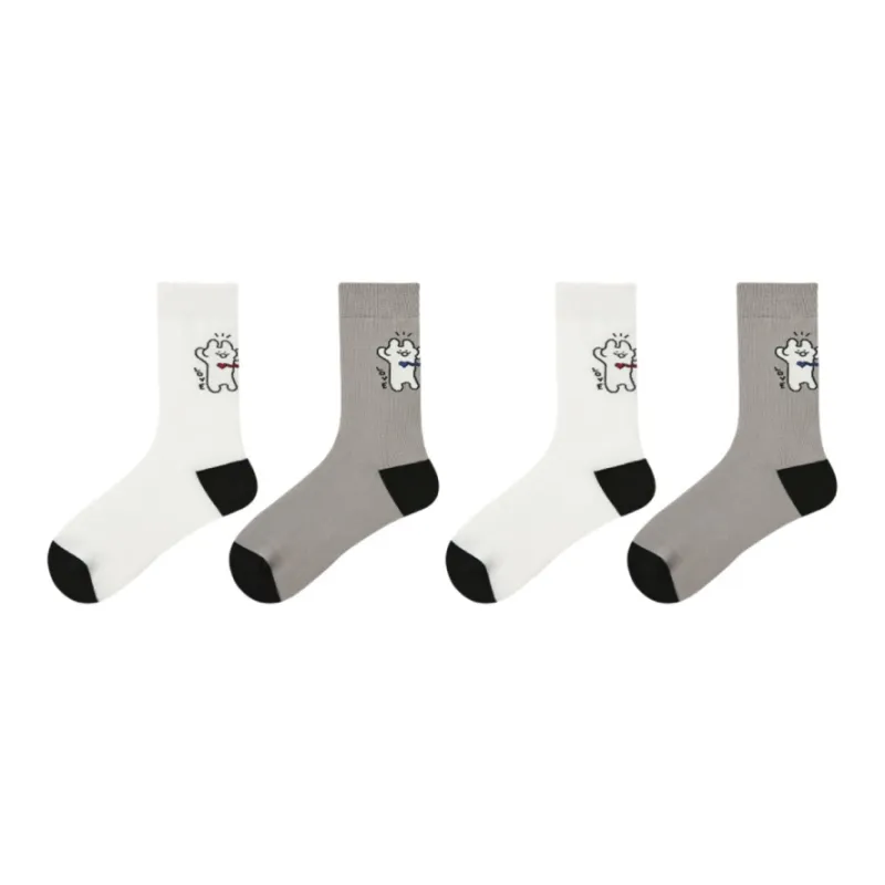 Vine Color Mid Calf Socks Unisex 4 Pack-0