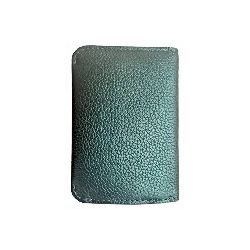 COACH Card Case Pebbled Leather Coin Purse, Wallet, Card Holder Mini Women's Green-2