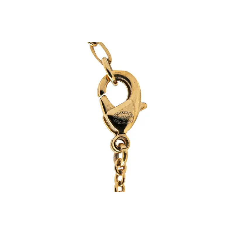 CHANEL 2007 Plated Cc Faux Pearl Pendant Necklace Costume Necklace-1