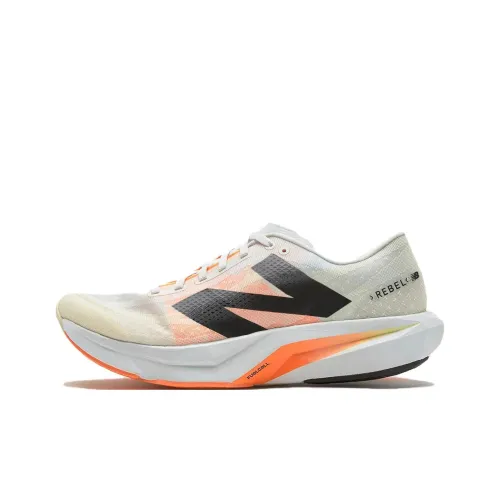 New Balance Rebel V4 Slip Resistant And Breathable Low Top Casual Running Shoes Men's White Orange Loose Fit