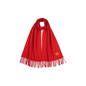 Red Bean 100% Wool Knit Scarves Unisex China Red