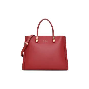 PIERRE CARDIN Genuine Leather Cow Leather Shoulder Bag Crossbody Tote Regular Women's Red/Khaki