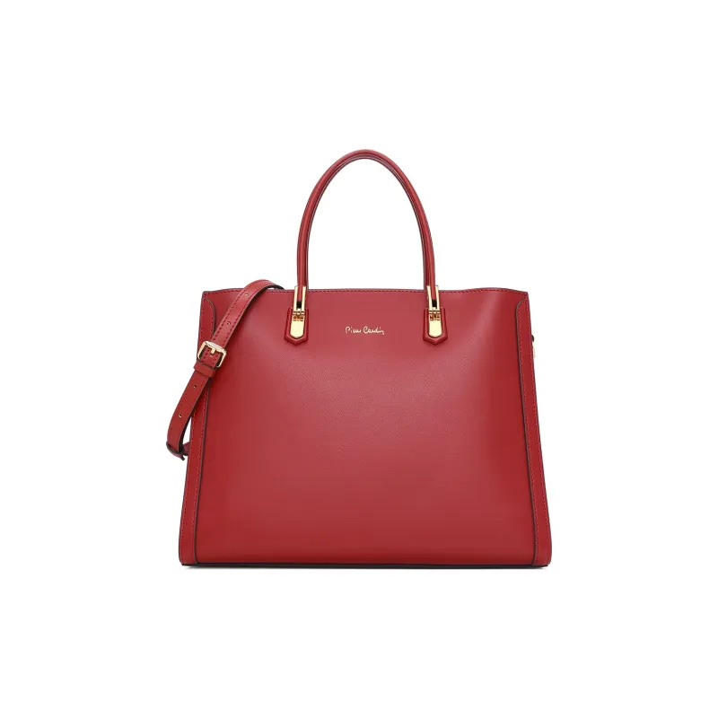 PIERRE CARDIN Genuine Leather Cow Leather Shoulder Bag Crossbody Tote Regular Women's Red/Khaki-0