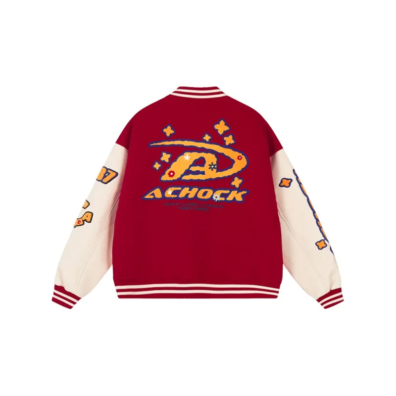 A Chock Baseball Jacket Unisex Red-1
