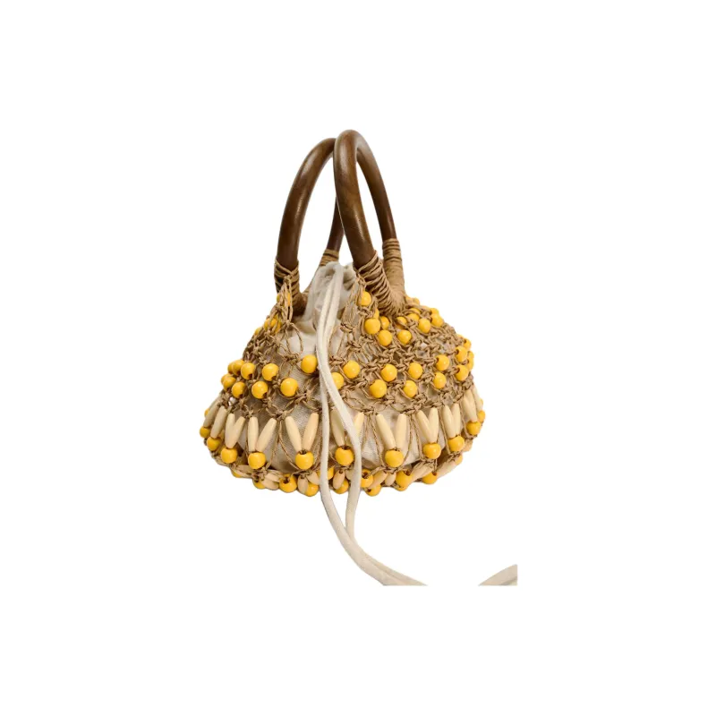 ZARA Paper Bucket Bags Handbags Mini Women's Yellow-3