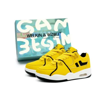 WELKIN&WZWJ Lightweight Breathable Slip Resistant Low Top Skateboard Shoes Unisex Yellow Box Included