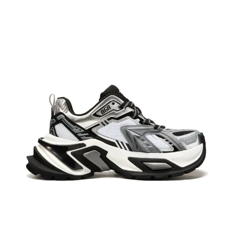 OGR Anti-Slip And Wear-Resistant Lightweight Height Increasing Low-Top Chunky Sneakers Unisex Gray-1
