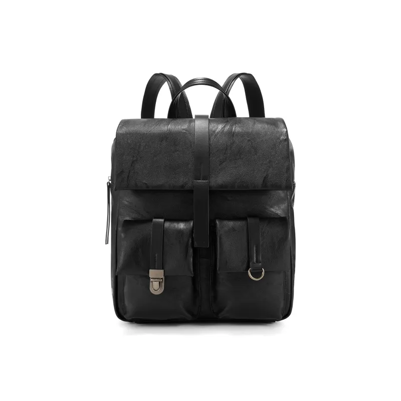 Yawei Kuroda PU Backpack Unisex Black-1