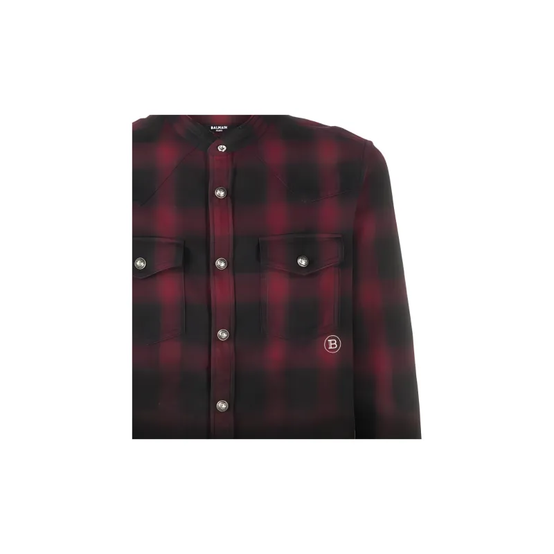 BALMAIN Shirts Men Black Red-4
