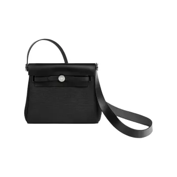 HERMES Canvas With Leather Crossbody Bag Shoulder Bag Mini Women's Black