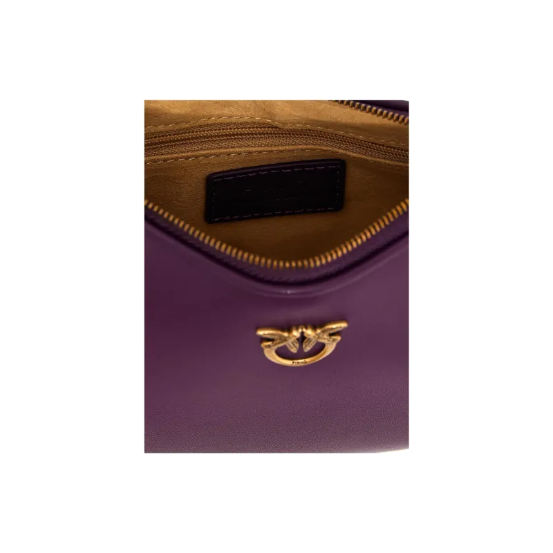 PINKO Half Moon Series Leather Crossbody Bag Shoulder Bag Women's Purple-2