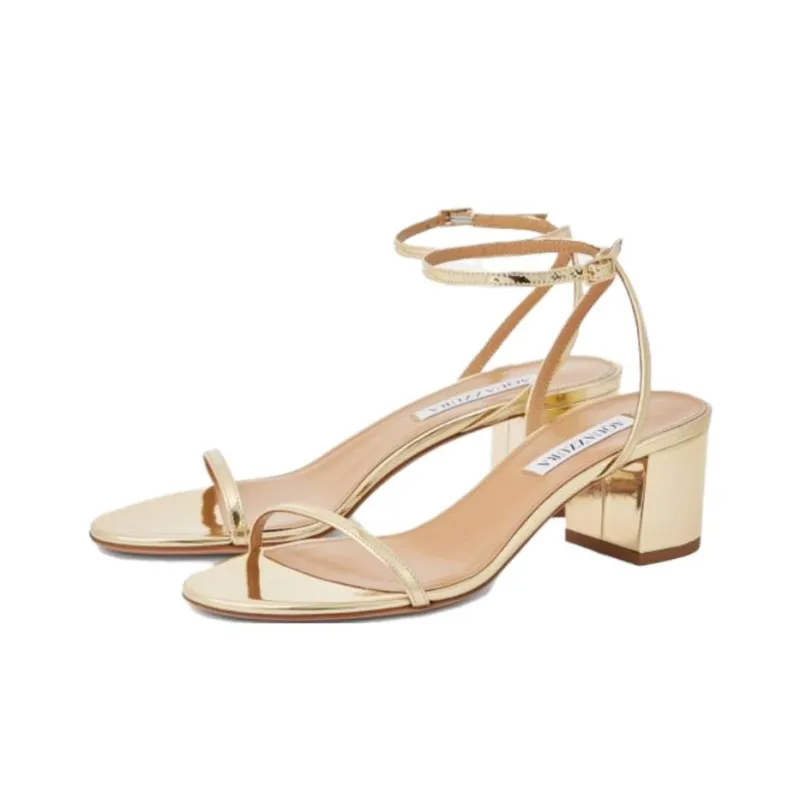 AQUAZZURA Olie Strap Sandals 5cm Women's Gold-2