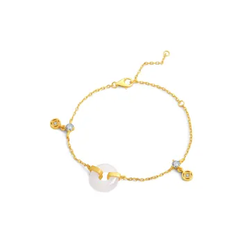 Lao Feng Xiang Chalcedony S925 Silver, Hand Bracelet Women's
