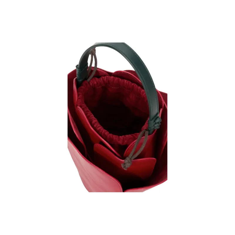Staud Cow Leather Bucket Bag Handbag Women's Red-3