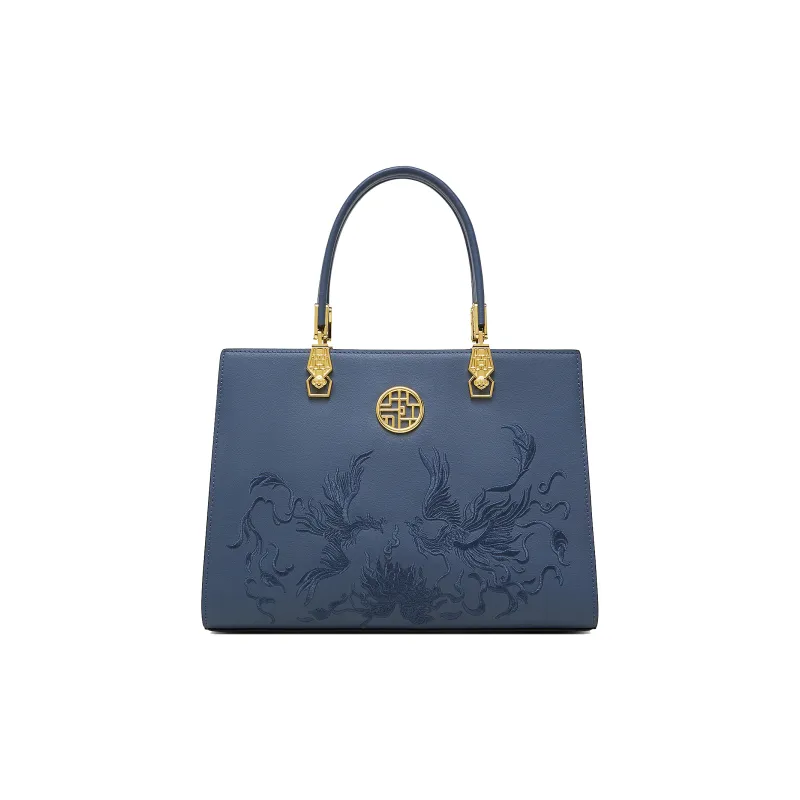 Geshiman Cow Leather Handbag Regular Women's Elegant White/Royal Blue/Palace Red/Apricot Color Blocking-4