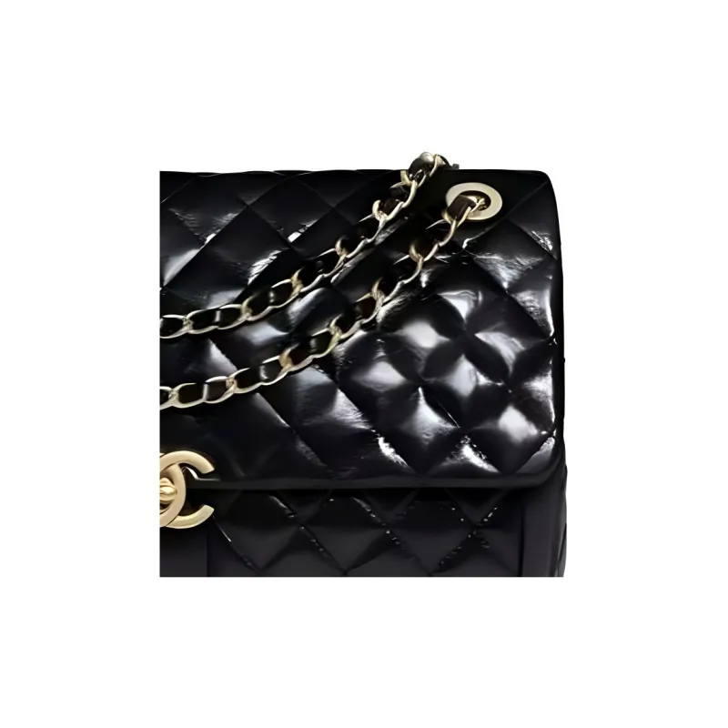 CHANEL Bright Lambskin Handbag, Shoulder Bag, Crossbody Bag Medium Size Women's Black-2