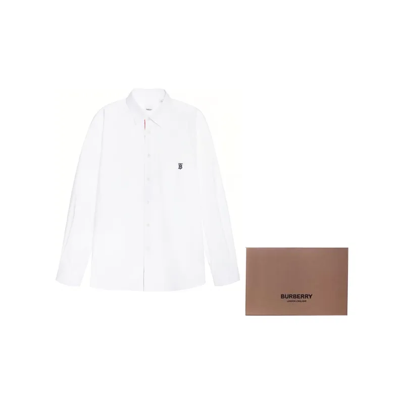 Burberry Monogram Motif Technical Cotton Shirt White-6