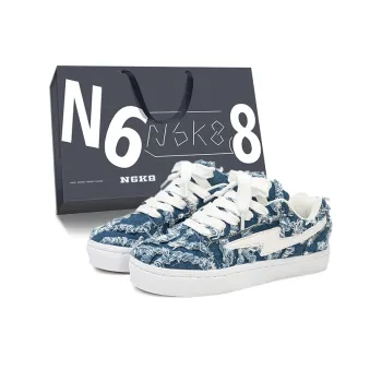 N6K8 Anti Slip Wear Resistant Low Top Skateboard Shoes Unisex Dark Blue Gift Box Set