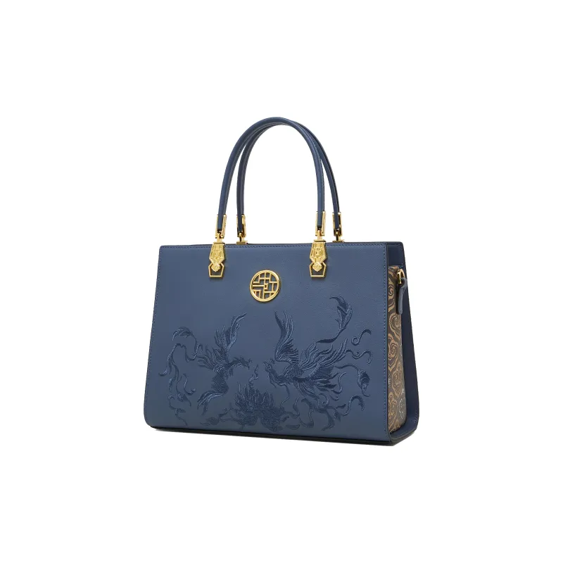 Geshiman Cow Leather Handbag Regular Women's Elegant White/Royal Blue/Palace Red/Apricot Color Blocking-5