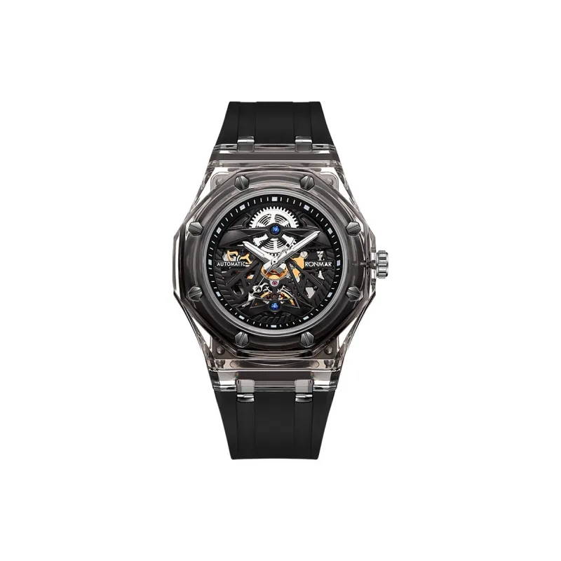 RONMAR Glacier Collection Automatic Mechanical Movement Rubber Strap Watch Unisex White Dial-6