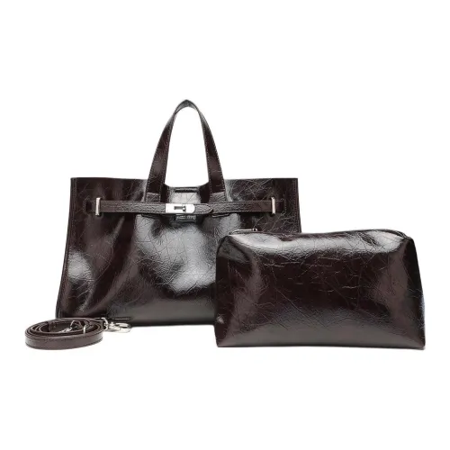 GELANNI Polyurethane And Cow Leather Handbag Regular Women's Dark Coffee