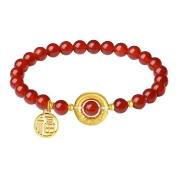 KLFOOK JINLIUFU World Circle Blessing Plaque Full Of Blessing Solid Gold 999 Priced In Gram Gold Bracelet Unisex
