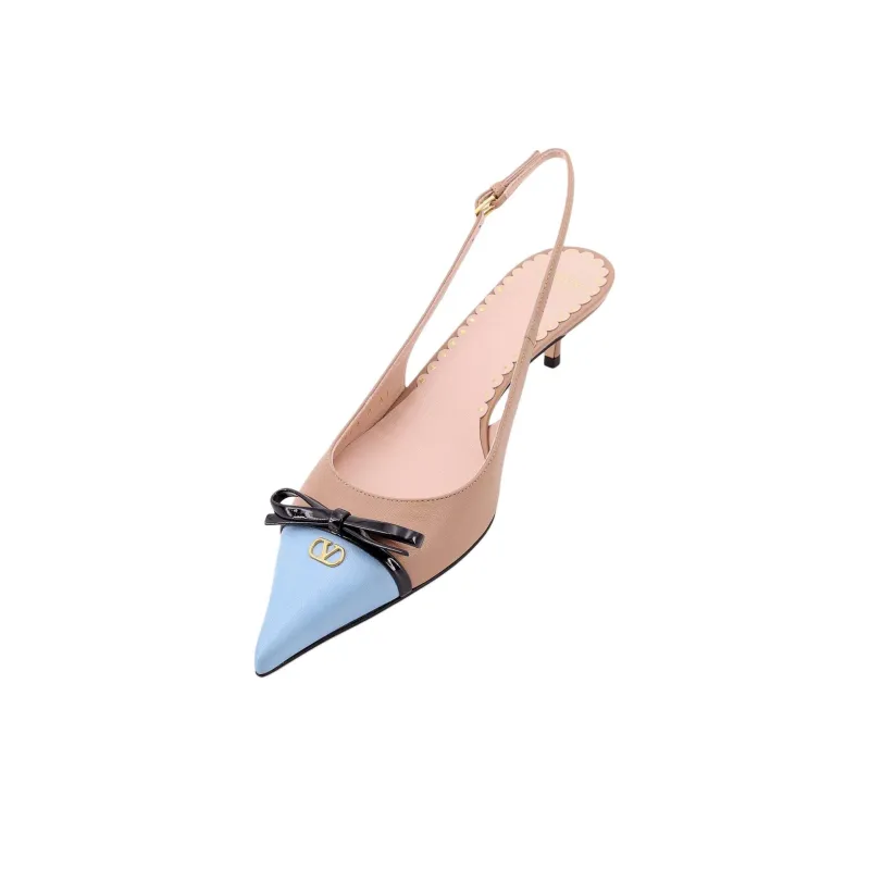 Valentino Bow Detailed Pointed Toe Slingback Pumps-3