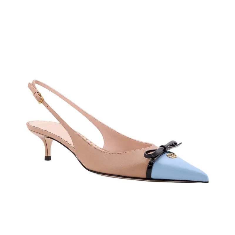 Valentino Bow Detailed Pointed Toe Slingback Pumps-2