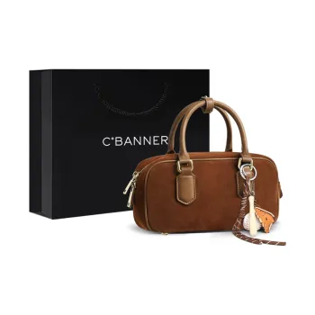 C°BANNER Cow Leather With Synthetic Leather One Shoulder Crossbody Portable Bowling Bag Regular Women's Brown