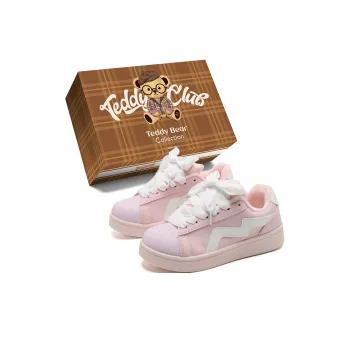 Teddy Bear Collection Coverage Warm Anti Slip And Wear Resistant Low Top Skateboard Shoes Women's Pink