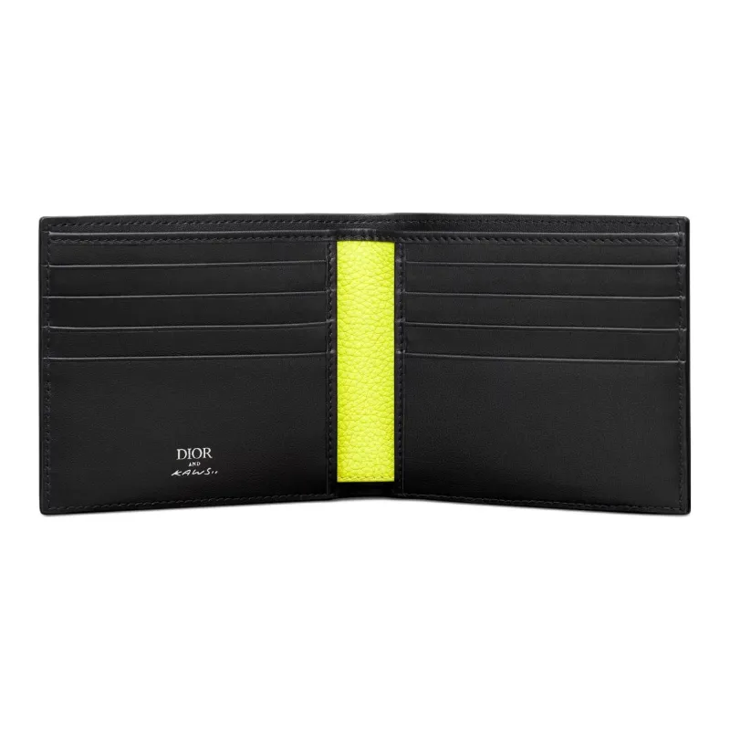 DIOR KAWS Collaboration Cow Leather Wallet Unisex Black-3