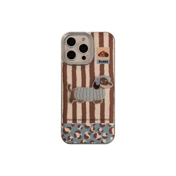 QIZHENG TPU Material Fun Cute 3D Effect Small Puppy Phone Case Compatible With Apple 16 Pro Max/15/14/13/12/11