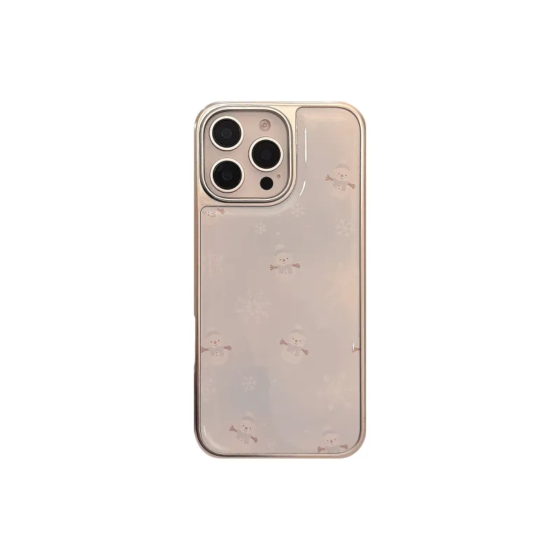 QIZHENG TPU Material Electroplated Instagram Style Snowman Phone Case Compatible With Apple 16 Pro Max/15/14/13/12/11-0
