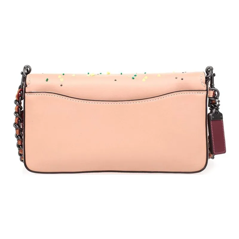 COACH Dinky Cow Leather Shoulder Bag Trumpets Women's Nude Pink-3