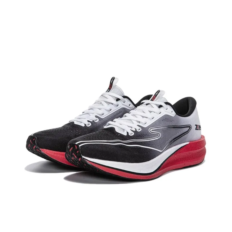 Erke Cushioning Rebound Low-Top Qi Technology Casual Running Shoes Men's Black White Red-3