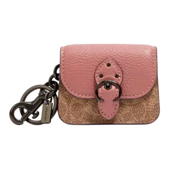COACH Leather Bag Charm Bag Merch Mini Women's Pink