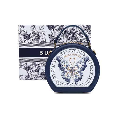 BUHOWE Polyurethane Small Round Bag Handbag Women's Blue