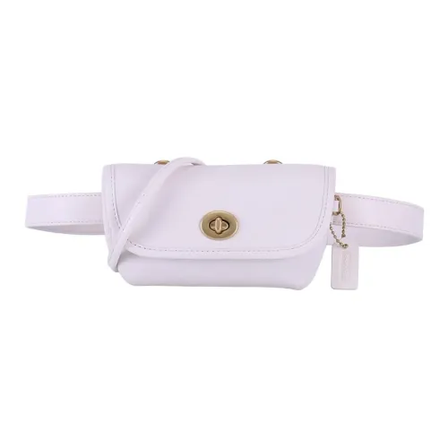 COACH Turnlock Leather Crossbody Bag Shoulder Bag Fanny Pack Small Size Women's White