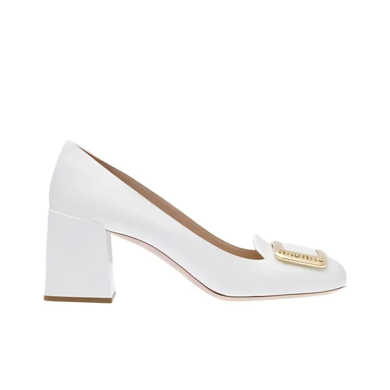 MIU MIU Chunky Heel High Heels Women's White-1