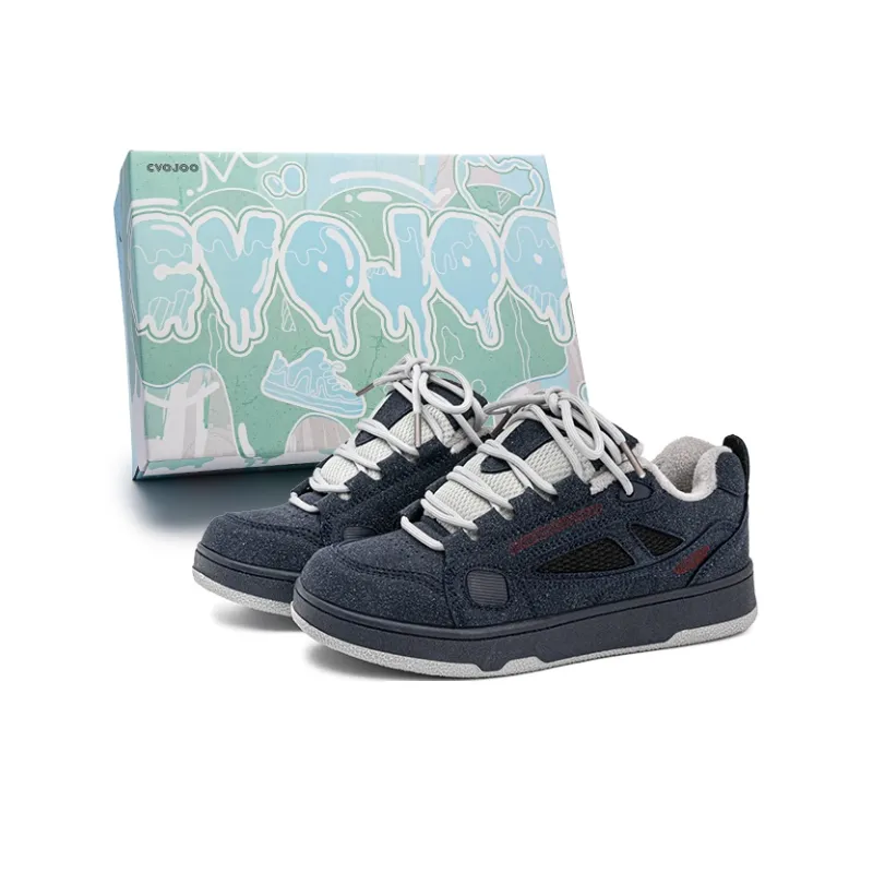 CVOJOO Puffy Shoes Warm Height Increasing Low Top Skateboard Shoes Unisex Blue-0